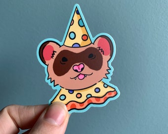 Clown Ferret  | Party | Festive Ferret Sticker • Weatherproof