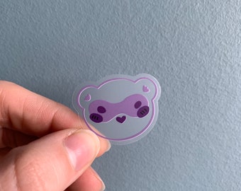 Moody Ferret Sticker | Blushing | Purple Face  • Weatherproof