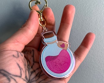 Ferrets Love Potion Acrylic Keychain // Small Pet Epoxy finish Charms