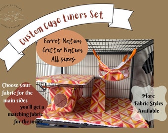 Made To Order • Fleece Cage Liners Set { Ferret Nation • Critter Nation } With Matching Hammocks OR Ramp Covers