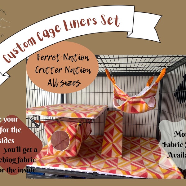 Made To Order • Fleece Cage Liners Set { Ferret Nation • Critter Nation } With Matching Hammocks OR Ramp Covers