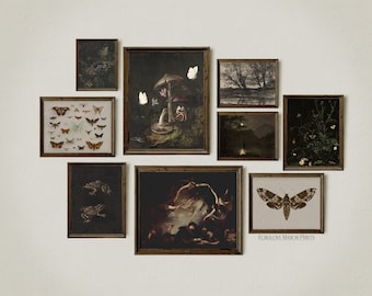 Set of 9 Dark Cottagecore Gallery, Dark Academia Prints, Witchy Wall Art, Printable Digital Download, Vintage Moody Gothic Aesthetic, G9-7