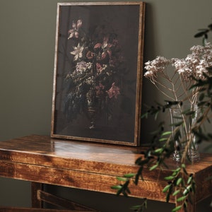 Printable Dark Vintage Floral Still Life Print, Moody Victorian Wall ...