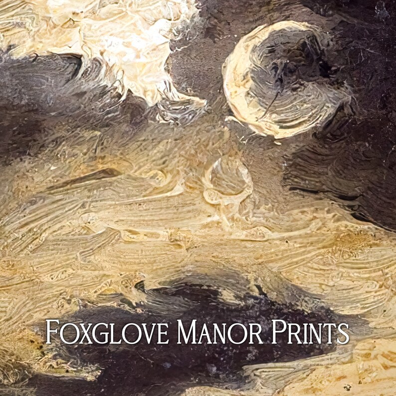 Moody Night Sky Painting | Vintage Crescent Moon Print | Digital ...