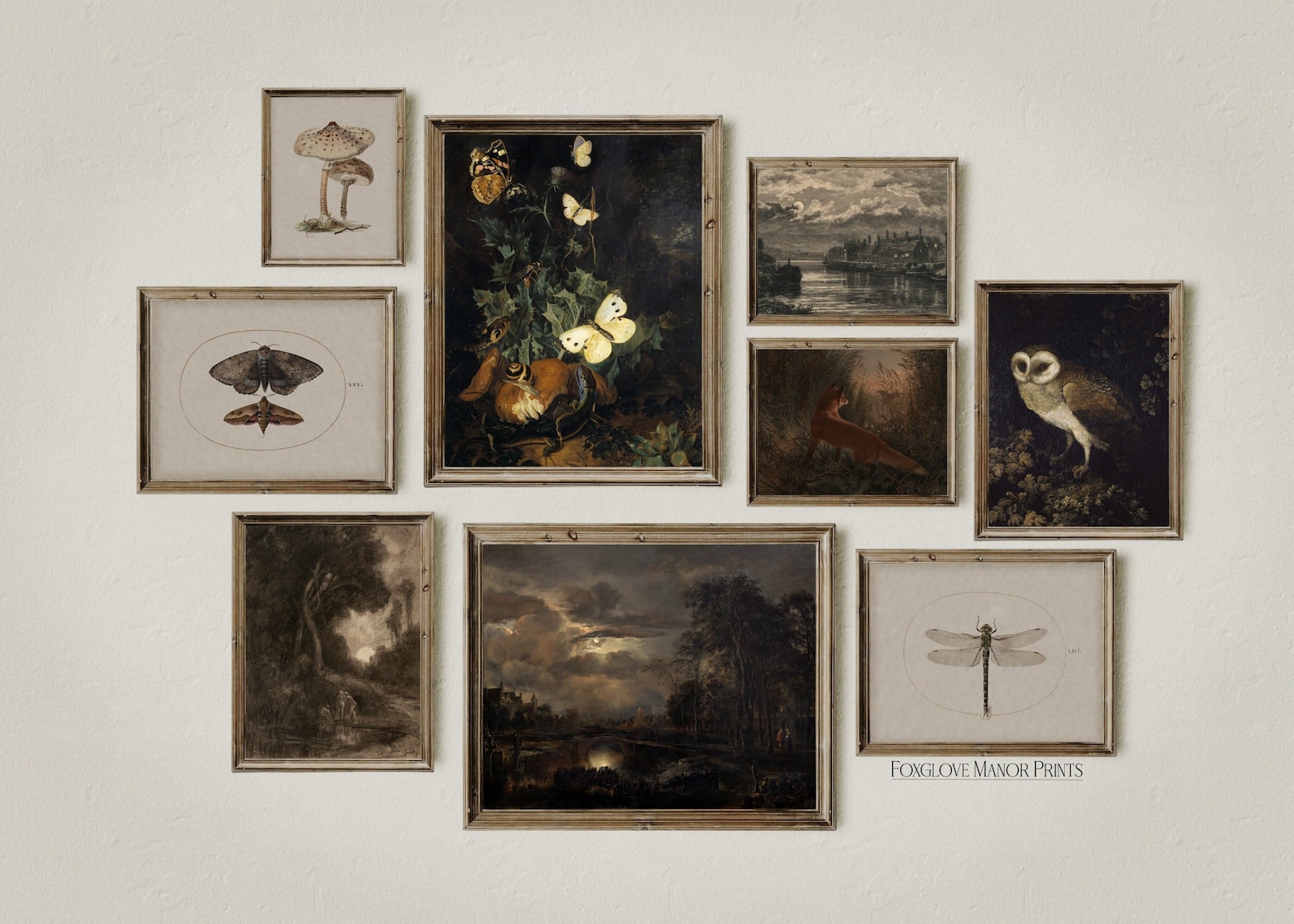 Set of 9 Dark Moody Art Prints Gallery Dark Academia Wall - Etsy