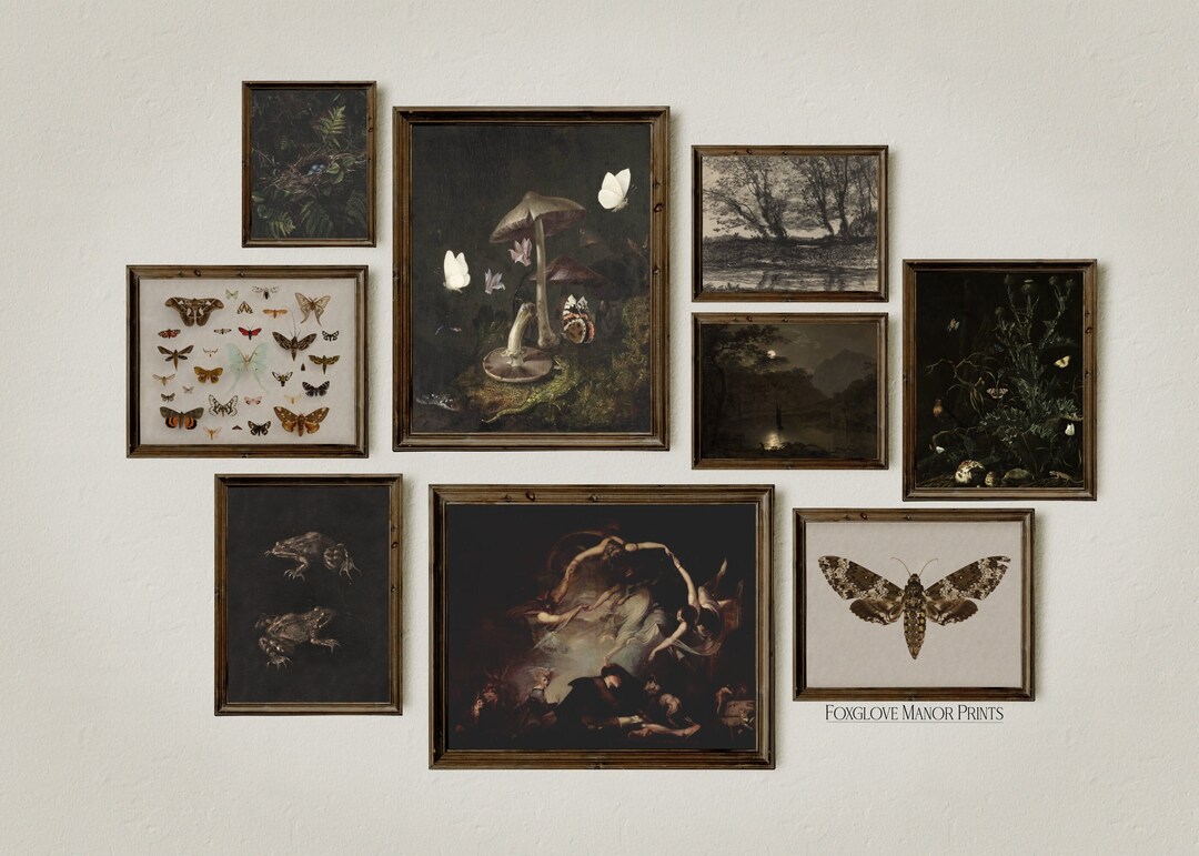 Set of 9 Dark Cottagecore Gallery Dark Academia Prints - Etsy