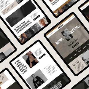 May include: A series of mockups of tablet screens displaying a website for a spa. The website features images of people receiving spa treatments, text about the spa's services, and a call to action to book a free consultation. The text on the website includes the words "Zinnia Spa", "Brows", "Injections", and "Zinnia Medical Spa".