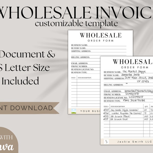 Invoice Order Sheet - Etsy