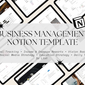 Business Management Notion Template | Business Owner Notion Dashboard | Small Business Bookkeeping | Social Media Planner | Business Planner