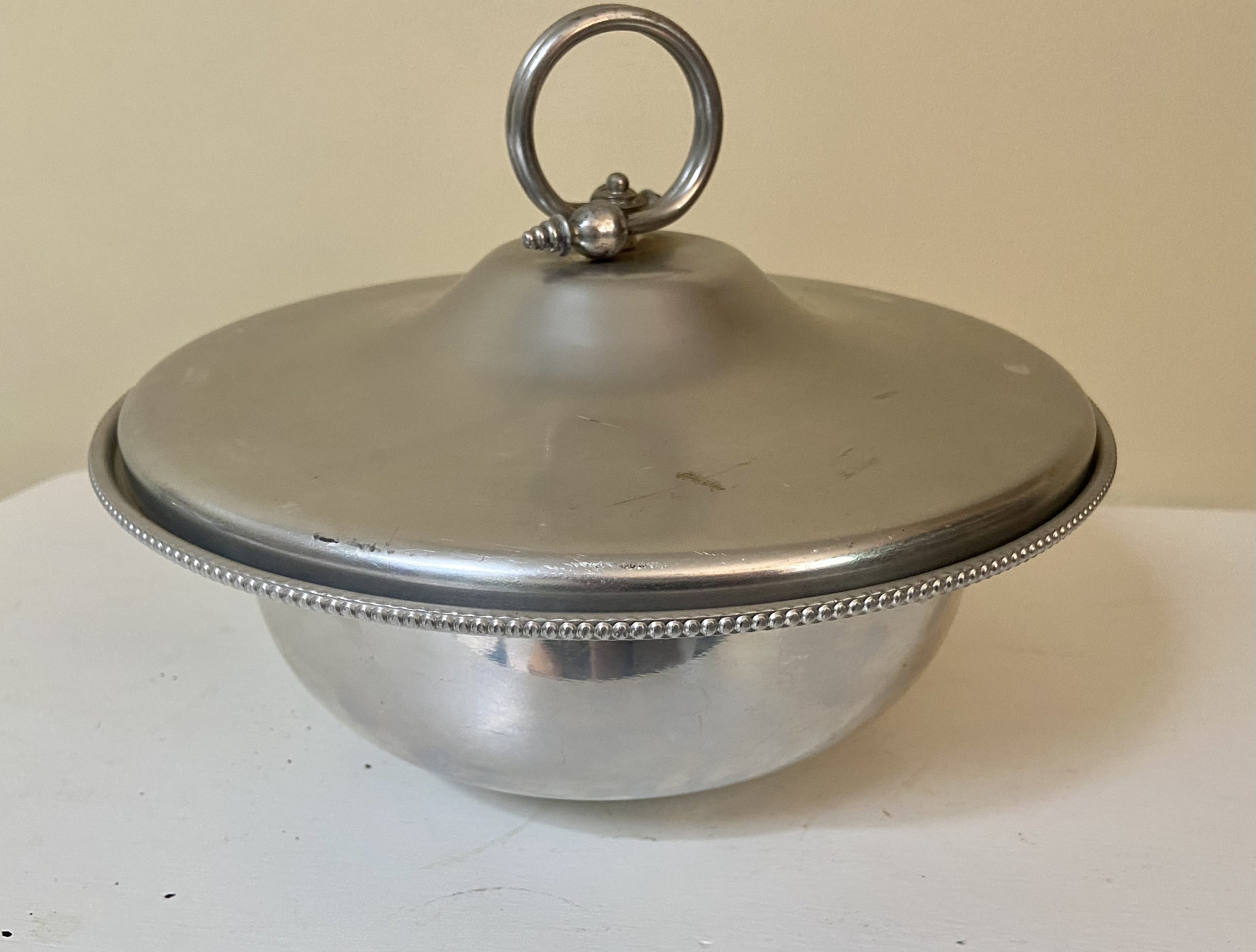 Vintage 5 Piece Silver Aluminum Chafing Dish, Buenilum Fondue/Serving