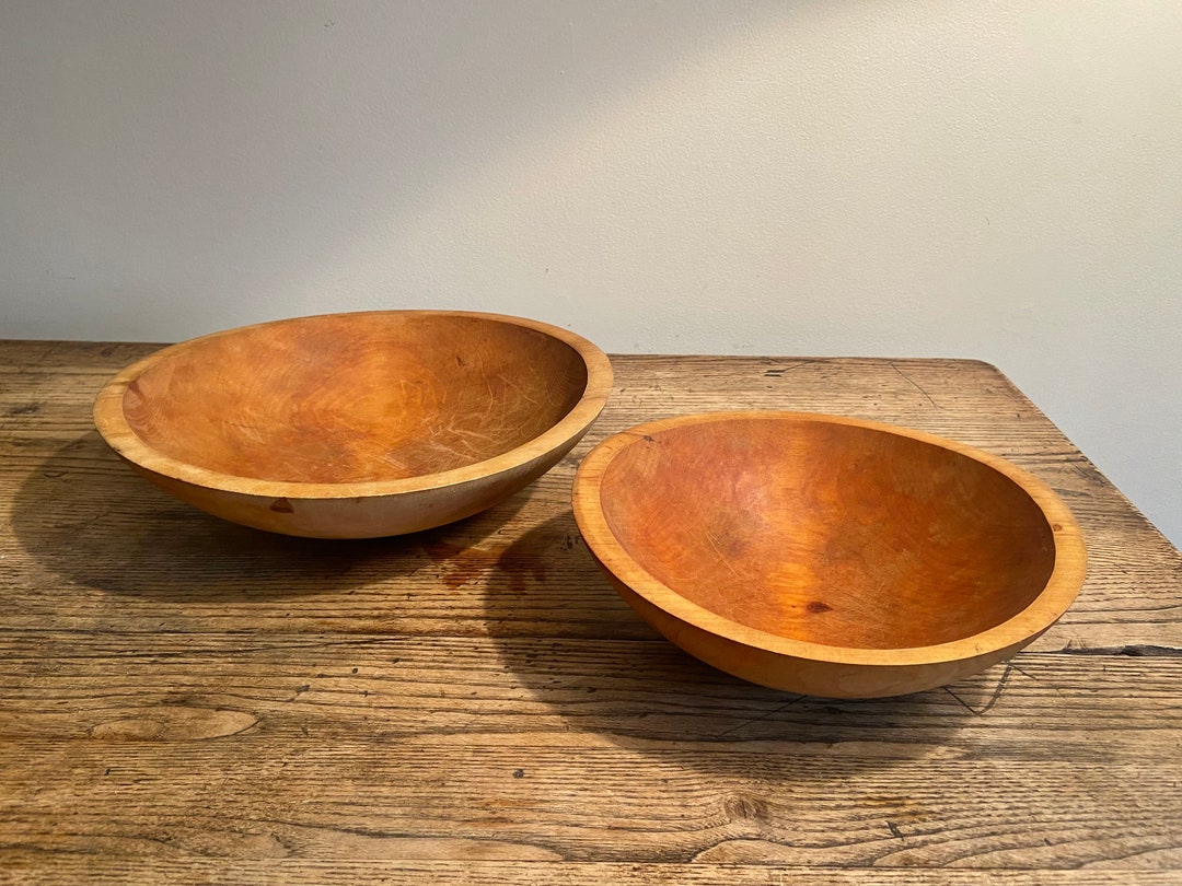 Two Vintage Wood Bowls Etsy
