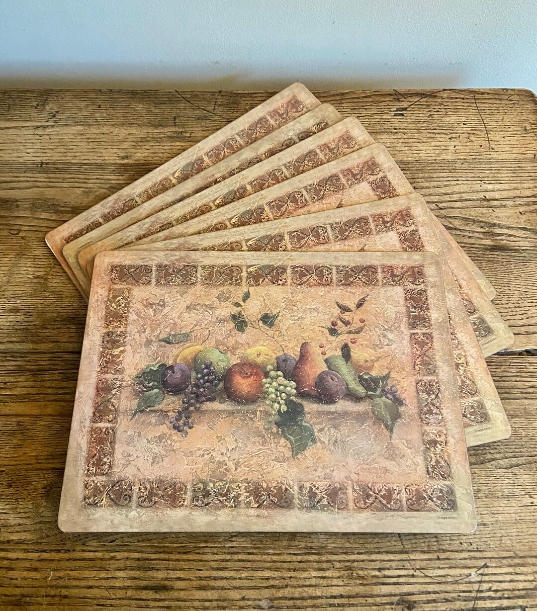 Six Pimpernel Florentine Fruit Cork Backed Placemats Etsy