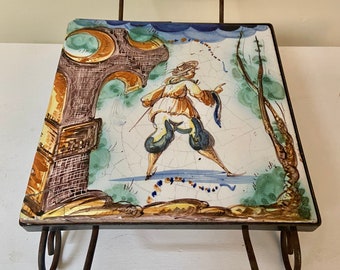Italian Tile Trivet with metal stand