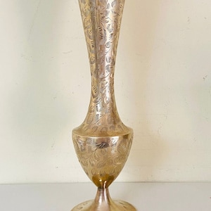 Solid Brass Etched Vase