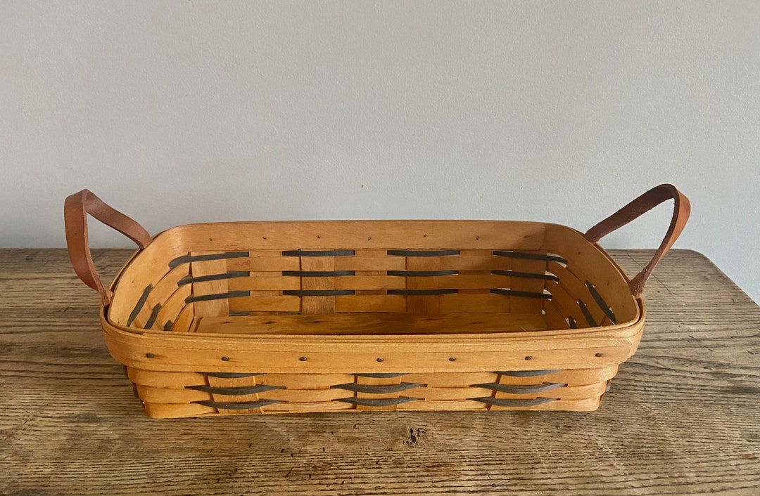 Longaberger Bread Basket With Leather Handles 1996 Etsy