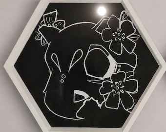 Cubone pokemon hand engraved mirror