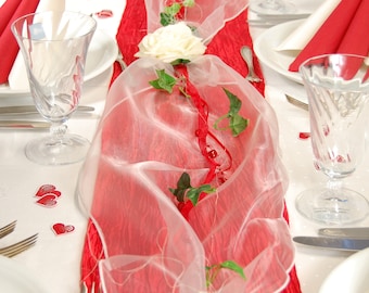 Komplette Tischdekoration Set in 2 Größen zur Auswahl in rot creme Hochzeit Geburtstag Liebe Muttertag Verlobung Romantisch Rosen