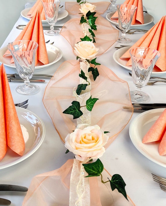 Komplette Tischdekoration Set in 2 Größen zur Auswahl in apricot Hochzeit Geburtstag Konfirmation Romantisch Rosen