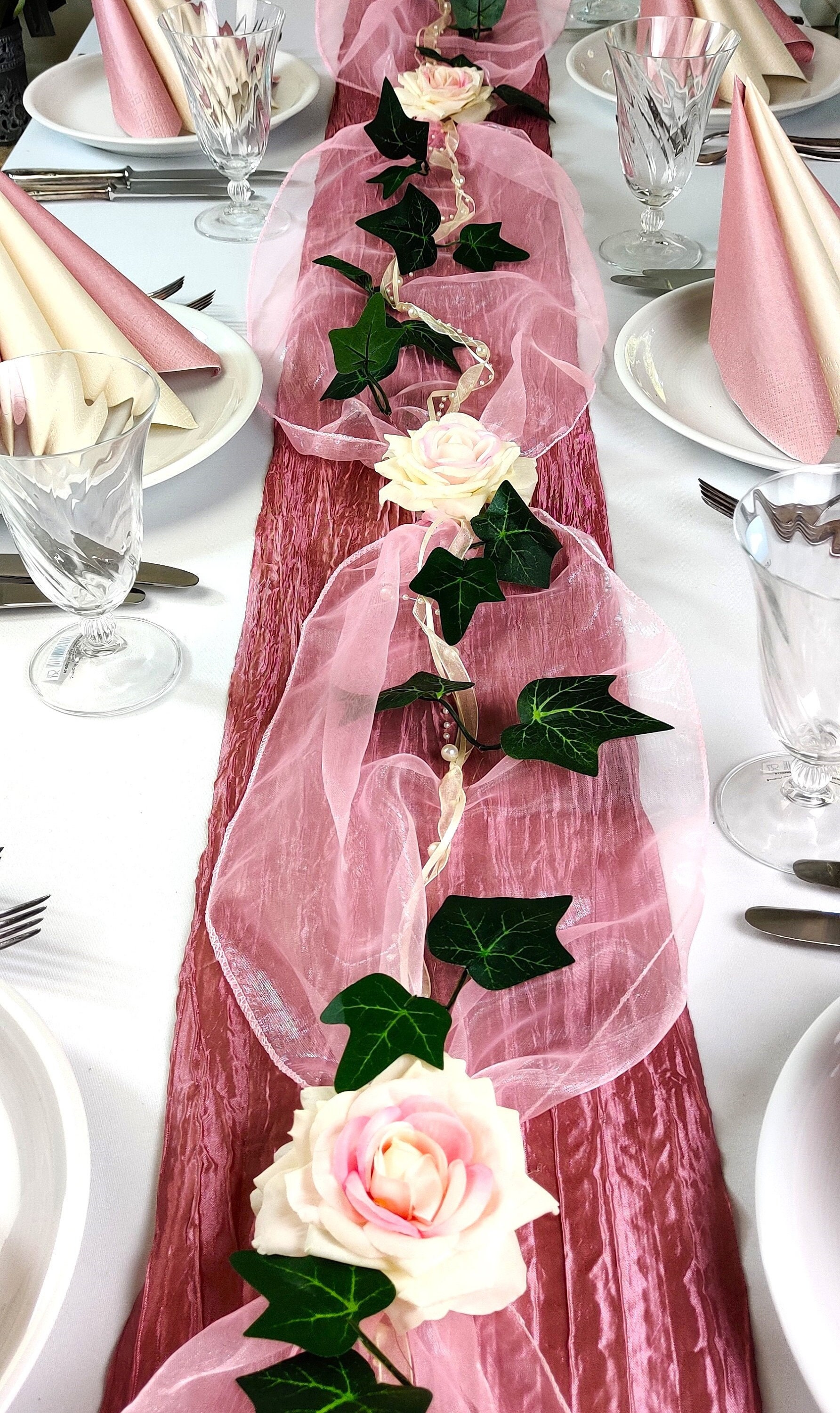 Komplette Tischdeko in altrosa-creme für Hochzeit Kommunion Taufe Geburtstag etc. Set in 2 Größen
