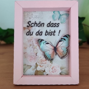 Gastgeschenke Minibild Aufstellbildchen Willkommensgeschenk Personalisierbar Hochzeit Taufe Geburtstag rosa Farbe änderbar