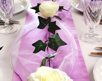 Komplette Tischdekoration Set in 2 Größen zur Auswahl in flieder Hochzeit Geburtstag Taufe Konfirmation Kommunion Romantisch Rosen