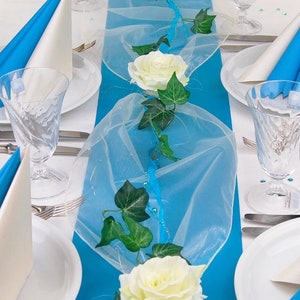 Komplette Tischdekoration Set in 2 Größen zur Auswahl in türkis Hochzeit Geburtstag Konfirmation Romantisch Rosen Bild 1