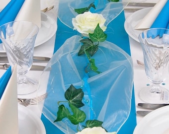 Komplette Tischdekoration Set in 2 Größen zur Auswahl in türkis Hochzeit Geburtstag Konfirmation Romantisch Rosen