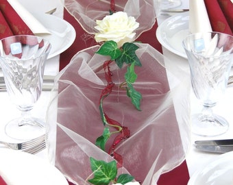 Komplette Tischdekoration Set in 2 Größen zur Auswahl in bordeaux Hochzeit Geburtstag Konfirmation Romantisch Rosen