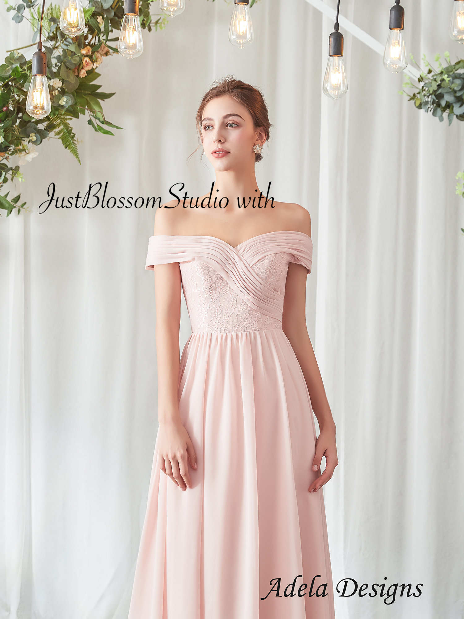 light pink off the shoulder bridesmaid dress Lovely Off Shoulder Light Pink Short Bridesmaid Dress, Pink Homecoming   Cutedressy