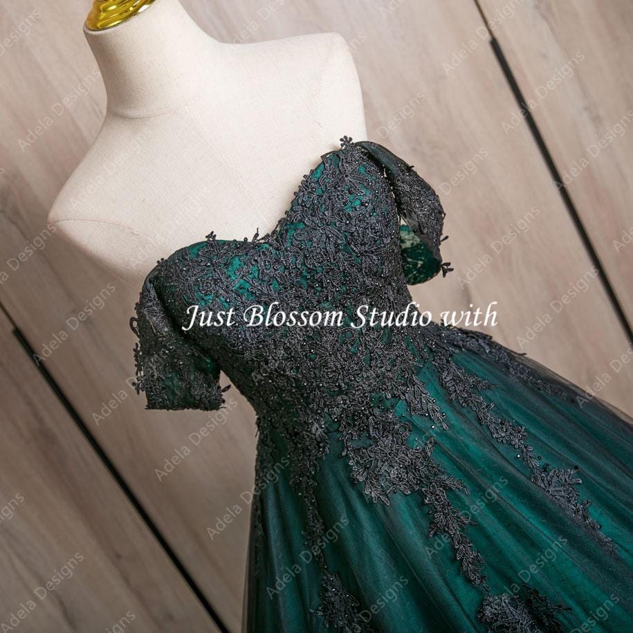 Dark Purple/green Black Gothic off the Shoulder Open Back Bridal Ball Gown/ Custom Color Available - Etsy Dark Purple/green Black Gothic off the Shoulder Open Back Bridal Ball Gown/ Custom Color Available - Etsy
