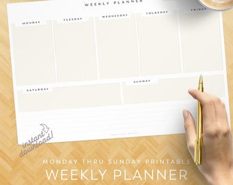 Weekly Meal Planner Printable Monday Through Sunday - Etsy