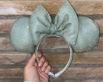 Green Glitter Minnie Mouse ears, Minnie ears, Disney ears, Disney headband, Mickey Mouse ears, Minnie Mouse headband, Disney accessories