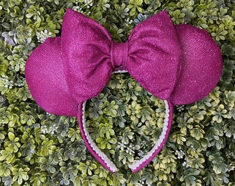 Sparkly Hot Pink Minnie Mouse ears, Minnie ears, Disney ears, Minnie Mouse headband, Disney accessories, sparkles