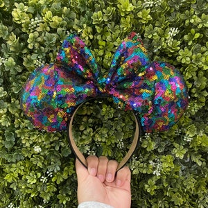 Sequin Rainbow Minnie ears, Minnie ears, Disney ears, Disney headband, Minnie Mouse headband, Sequin minnie ears, colorful minnie ears