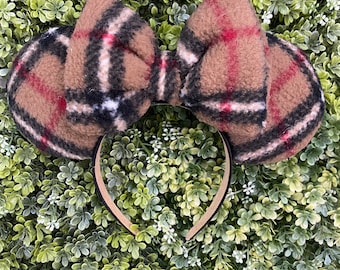 Karierte Sherpa Minnie Maus Ohren, Minnie Ohren, Disney Stirnband, Sherpa Minnie Ohren, Minnie Maus Stirnband, Stirnband
