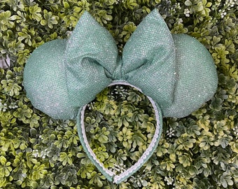 Mint Green Glitter Minnie Mouse ears, Minnie ears, Disney ears, Disney headband,Minnie Mouse headband, Disney accessories, tinkerbell