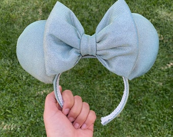 Light Green Glitter Minnie Mouse Ohren, Minnie Ohren, Disney Ohren, Disney Stirnband, Minnie Maus Stirnband, Disney Accessoires, Tinkerbell