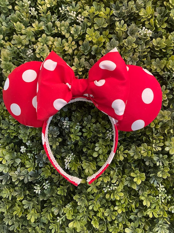 Disney Red And White Polka Dot Minnie Mouse Ears Headband Disney Parks White Bow Red Polka Dot Minnie Mouse Ears  main image 3