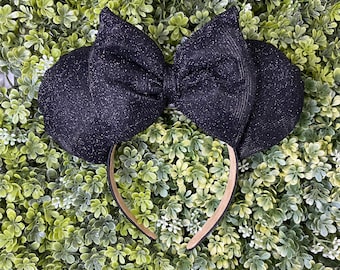 Black sparkly Minnie Mouse ears, Minnie Disney ears, Disney headband, Mickey Mouse ears, Minnie Mouse headband, Disney accessories, black