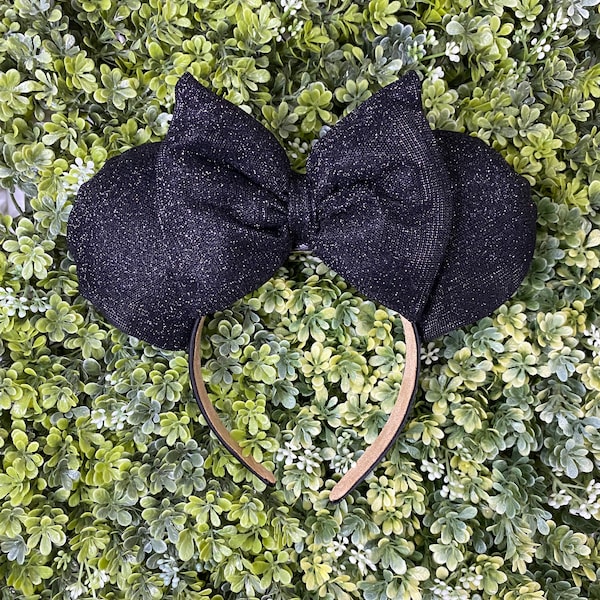 Oreilles Minnie Mouse noires scintillantes, oreilles Minnie Disney, bandeau Disney, oreilles Mickey Mouse, bandeau Minnie Mouse, accessoires Disney, noir