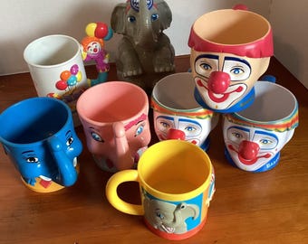 Vintage Plastic Circus Mugs assortment-Ringling Bros. and Barnum & Bailey-Choose One