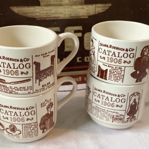 Vintage Sears Roebuck 1906 Catalog Stackable Coffee Cups (set of 4)