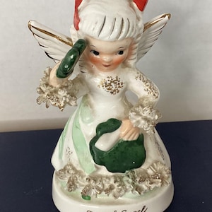 Vintage Napco März Engel Figur: Shamrock, St. Patrick&#39;s Day Decor