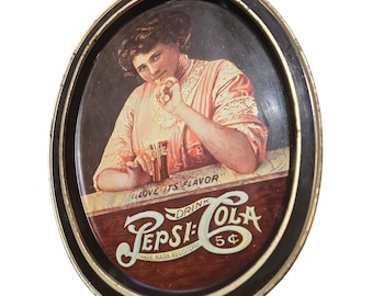 Pepsi-Cola Serving Tray Vintage Advertising Oval Retro Soda Decor