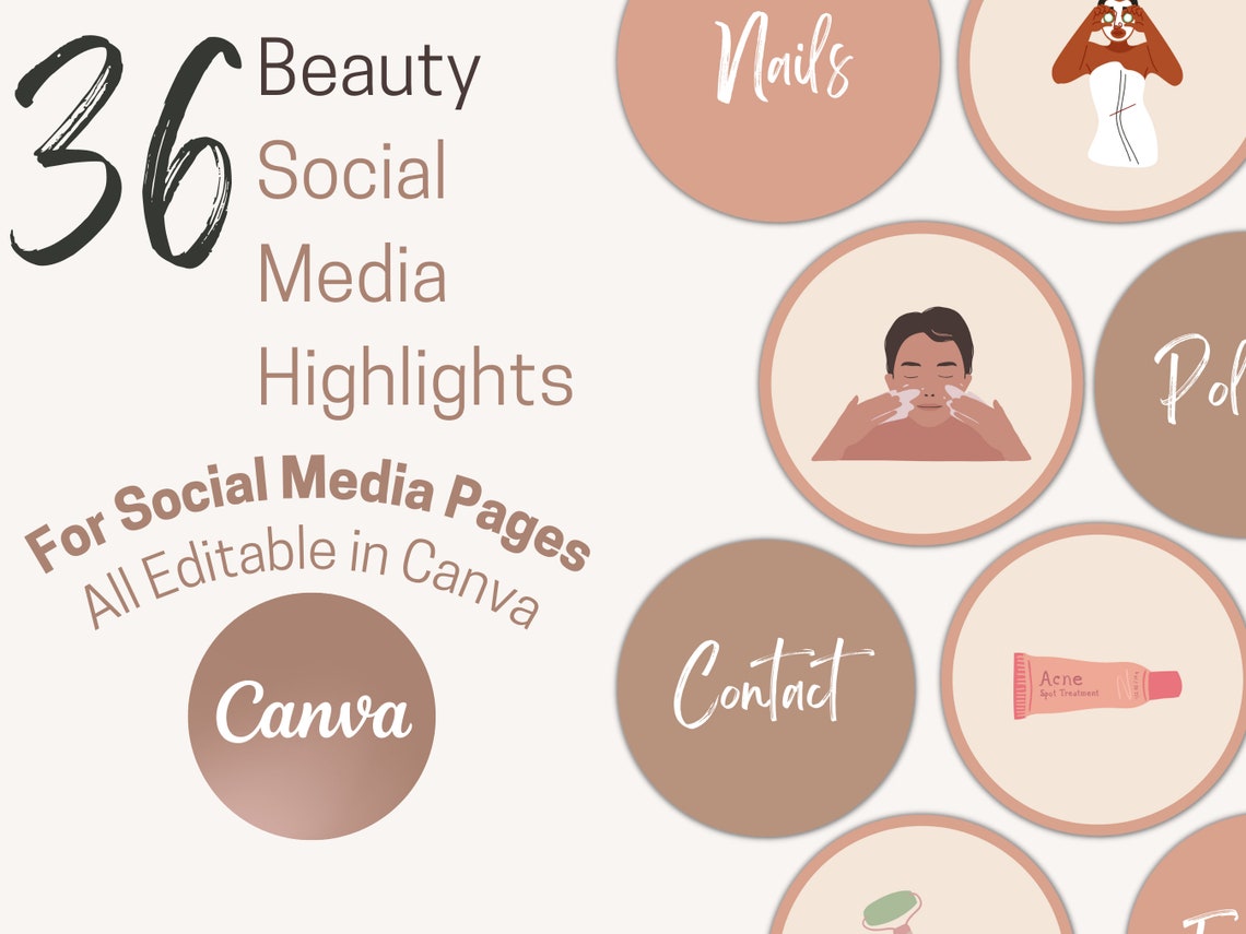 36 Beauty Instagram Highlights Canva Template Story Etsy