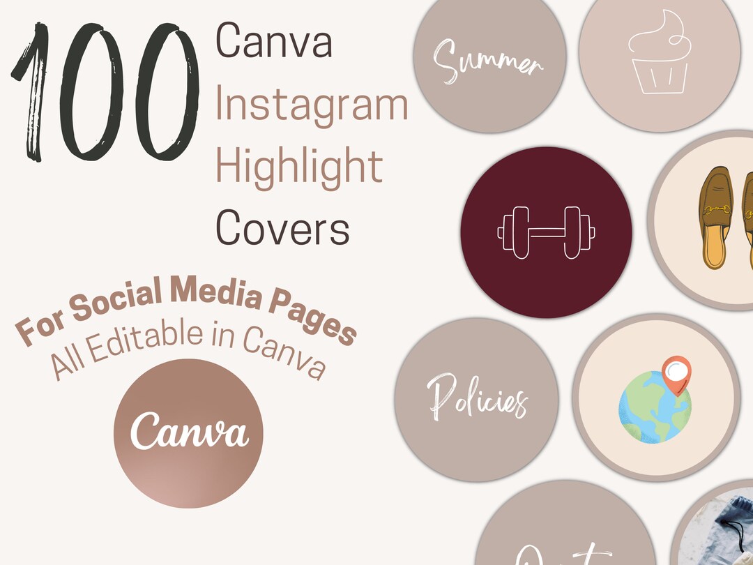 100 Tan Instagram Highlights Canva Template Social - Etsy