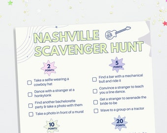 Nashville Bachelorette Game | Print at Home Scavenger Hunt