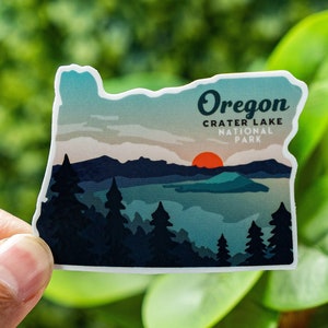 Oregon Sticker Crater Lake National Park Sticker for Hikers Oregon Scrapbook Sticker for Car Decal Travel RV Stickers