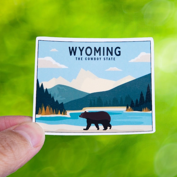 Wyoming Sticker, Outdoor Sticker, Wyoming Decal, Bumper Sticker, Wyoming Gift, Mountains, Cowboy State, US Stickers State