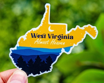 West Virginia Sticker, Weatherproof Vinyl for Car, Laptop, Scrapbook, Travel Souvenir, Luggage Tag, Gifts for Friends